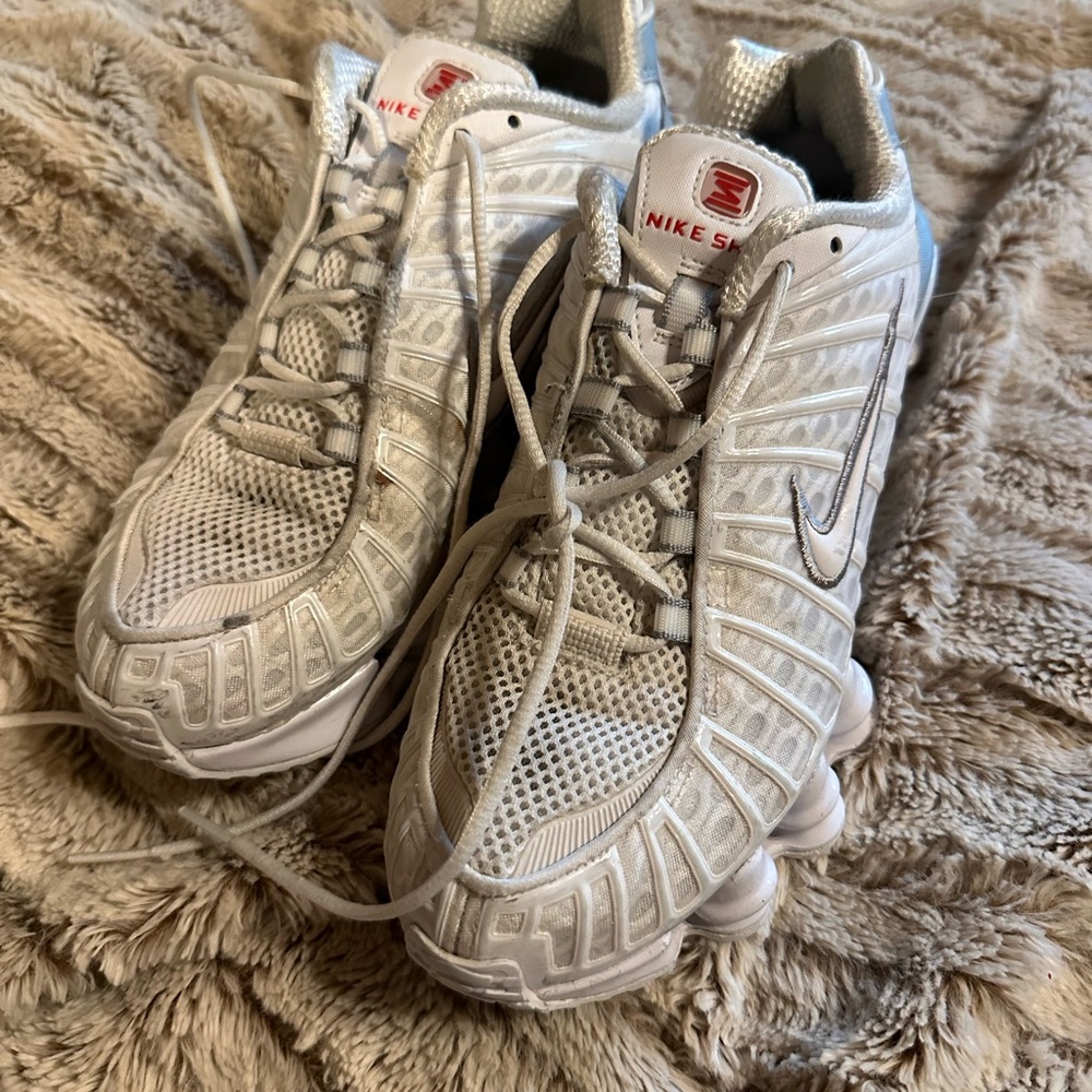 Nike Shox Silver and White Sneakers